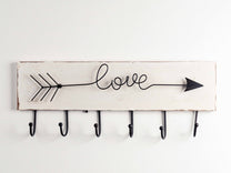 MDF &amp; Metal Wall Hooks "Love" Arrow