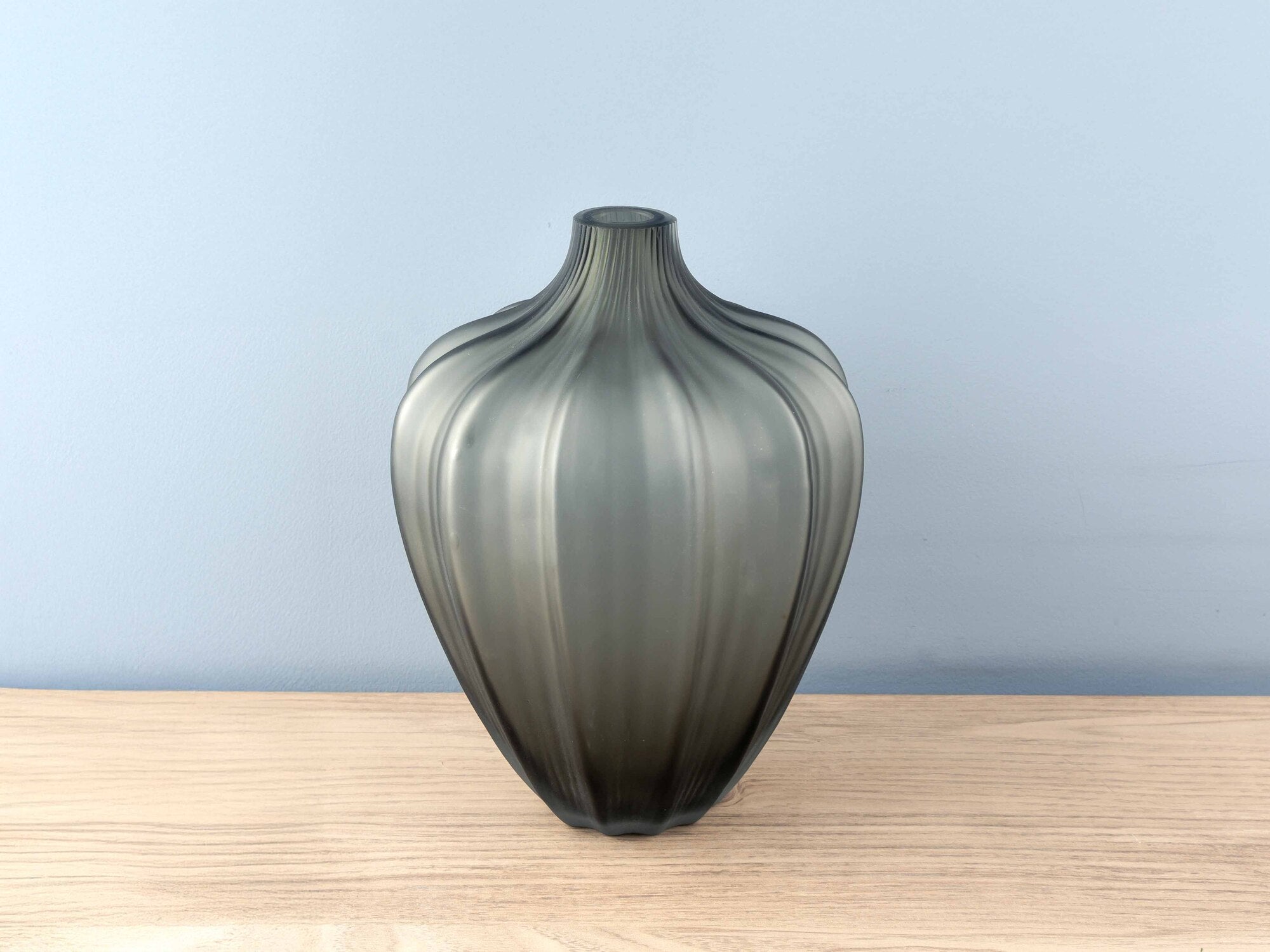 Carved Glass Vase, Grey, Small