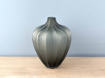 Carved Glass Vase, Grey, Small
