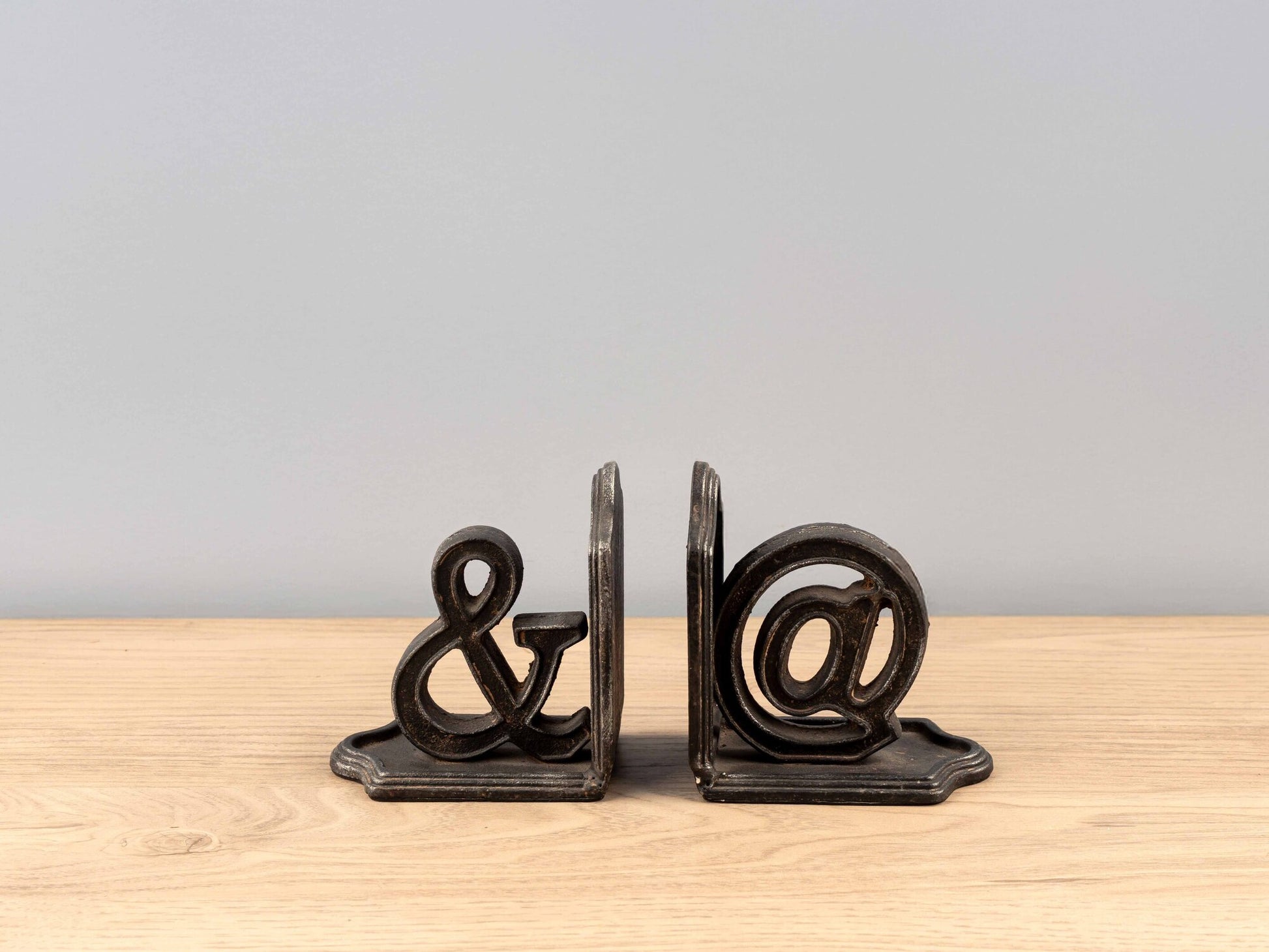 Cast Iron Bookends "&amp;/@", Set of 2
