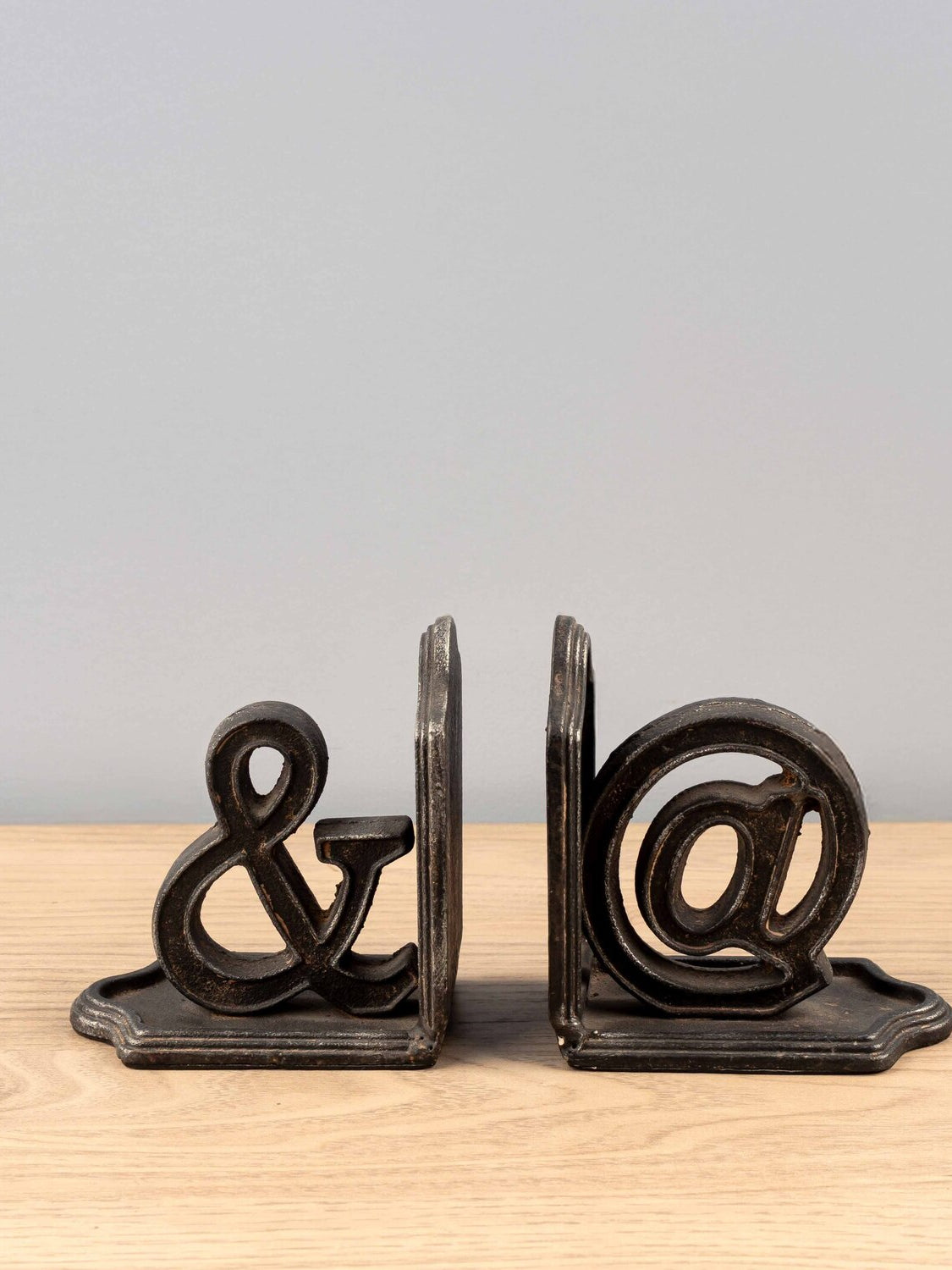 Cast Iron Bookends "&/@", Set of 2