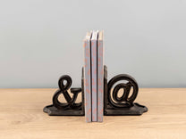 Cast Iron Bookends "&amp;/@", Set of 2