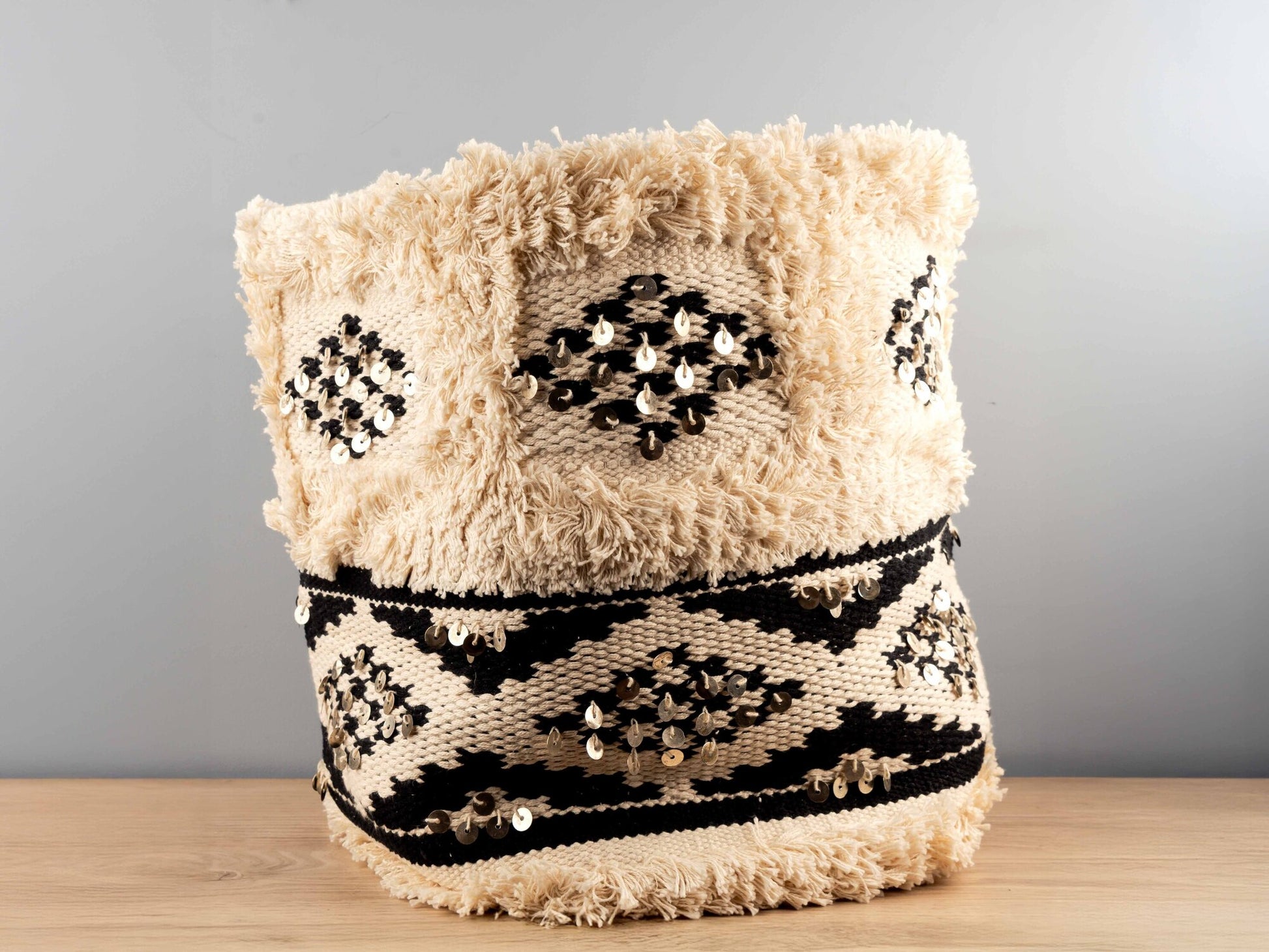 Wool &amp; Cotton Moroccan Wedding Quilt Fabric Basket