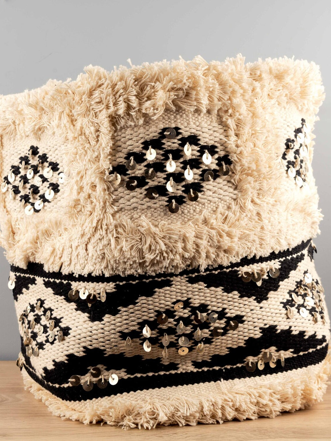 Wool & Cotton Moroccan Wedding Quilt Fabric Basket