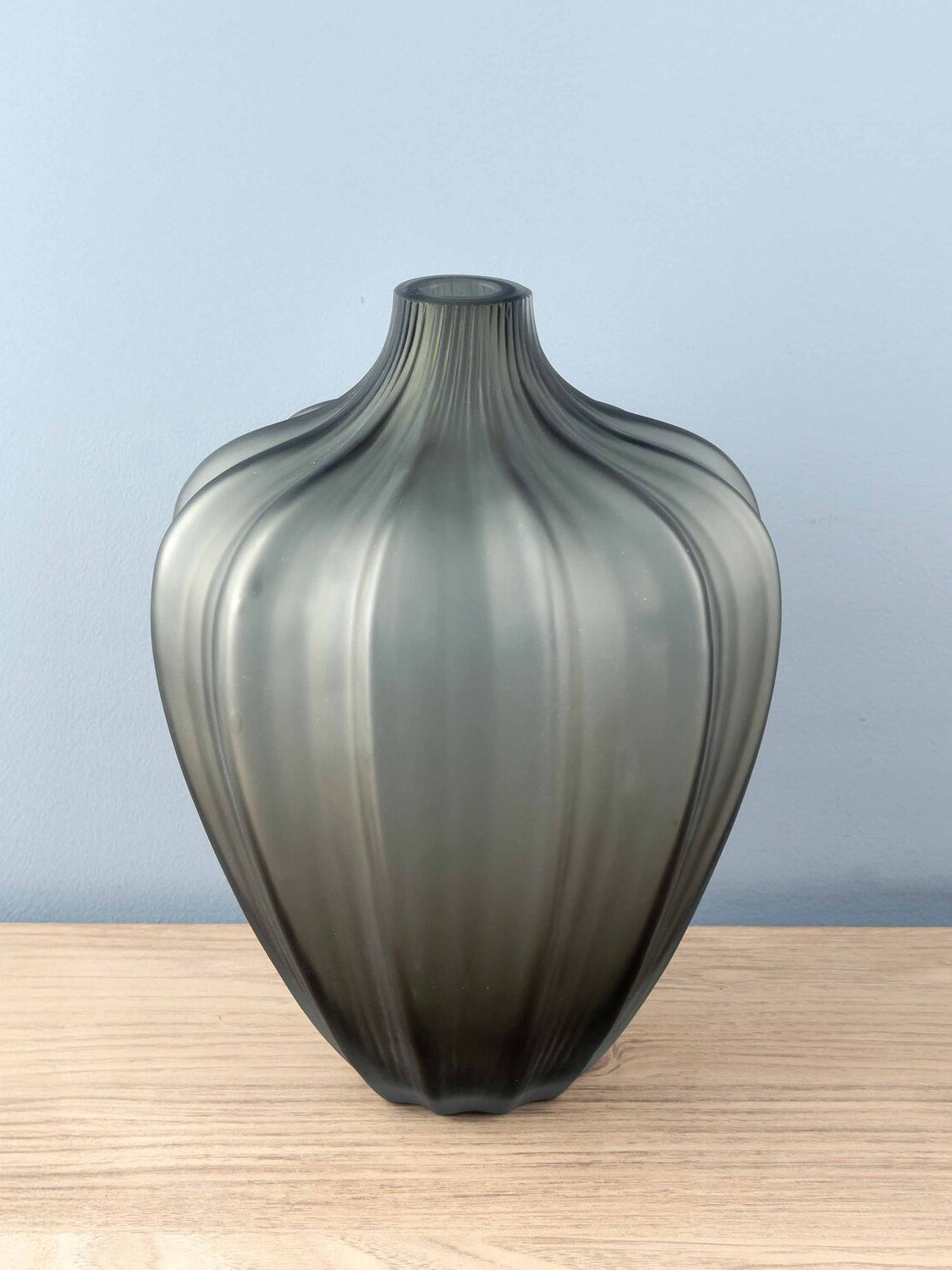 Carved Glass Vase, Grey, Small