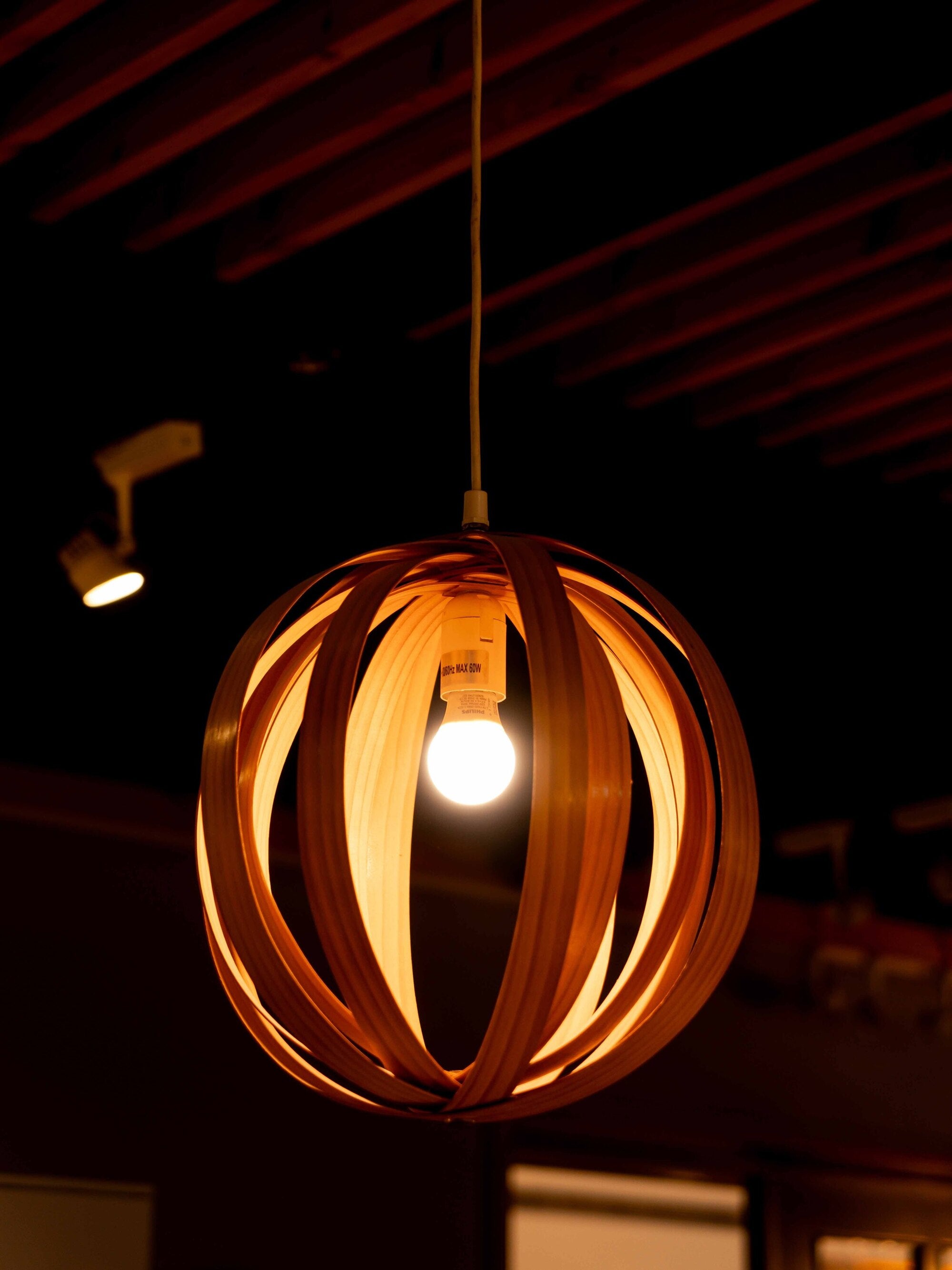 Pine Slat Lantern Pendent Lamp, Small