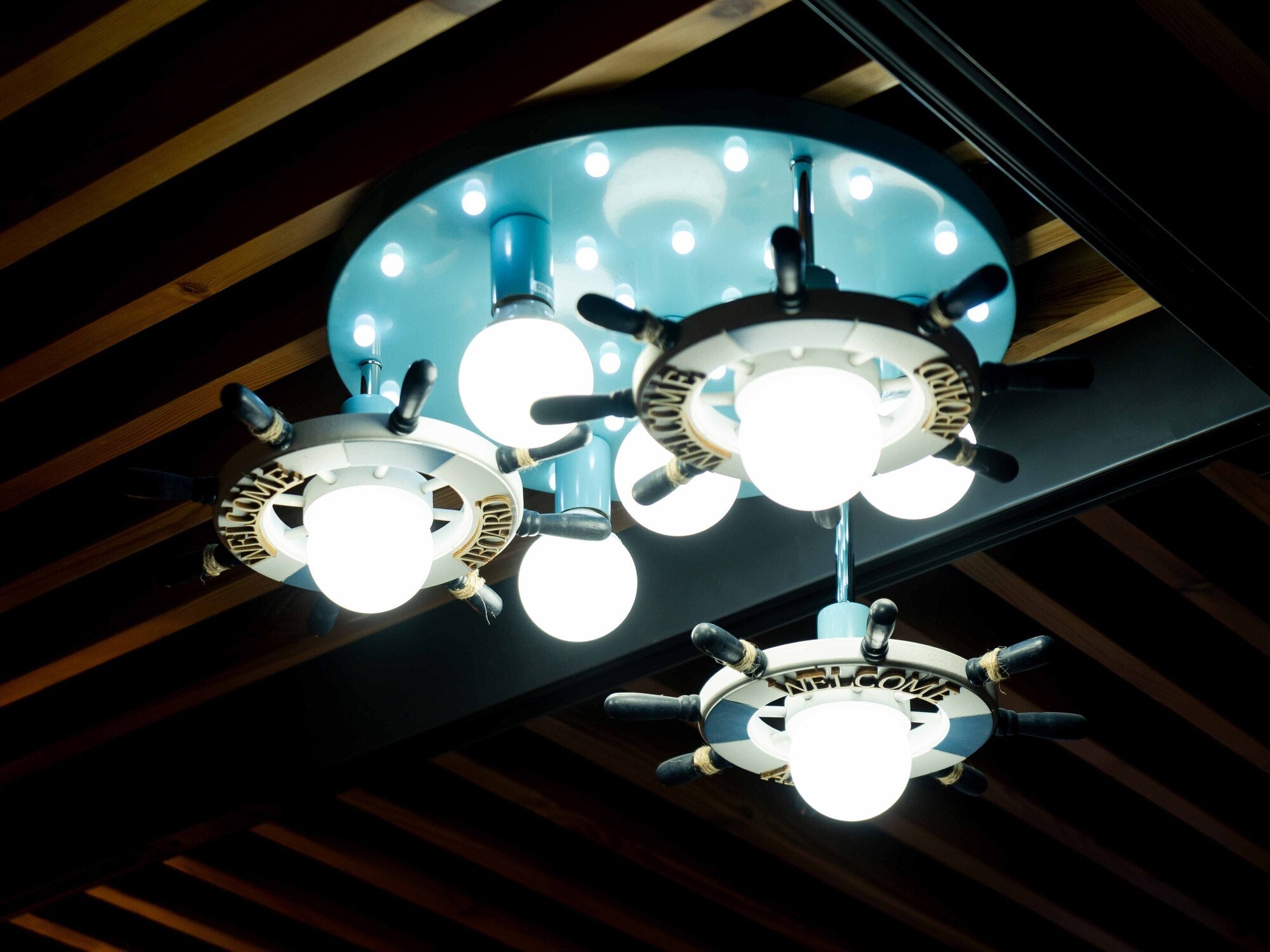 Stazo Wheel Ceiling Lamp with 3 Drop Down