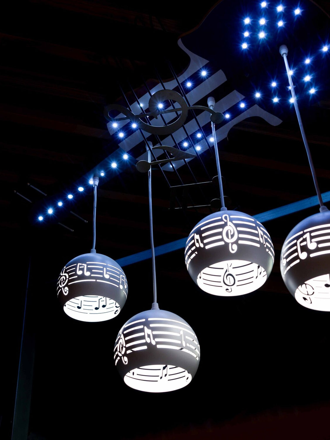 US Flag Guitar with Glass Lamp