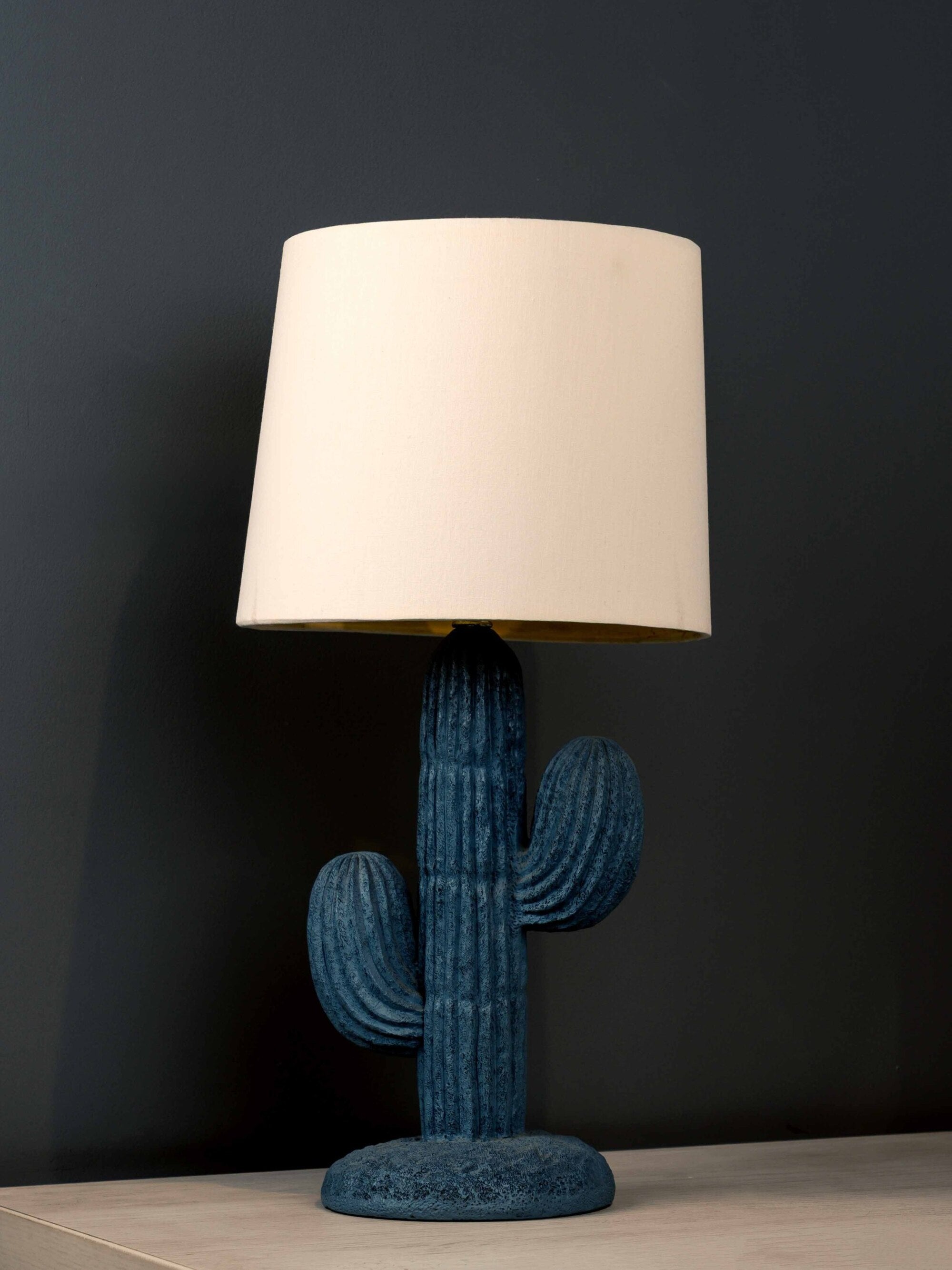 Resin Cactus Table Lamp, Blue