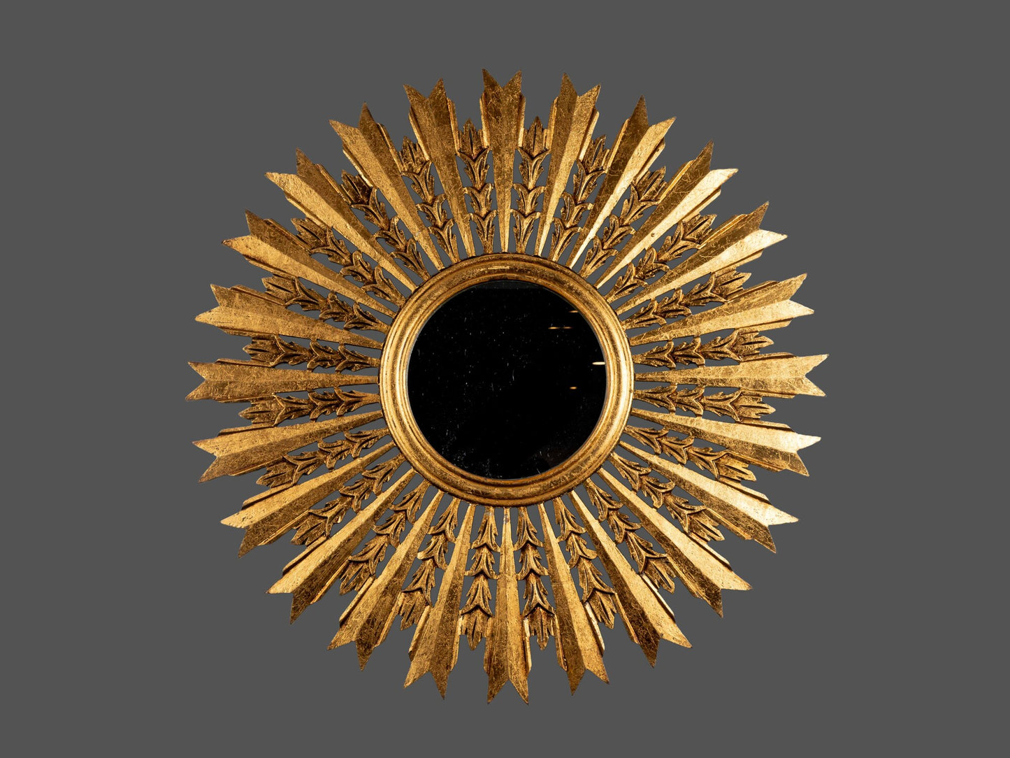 Wood Harvest Mirror, Antique Gold