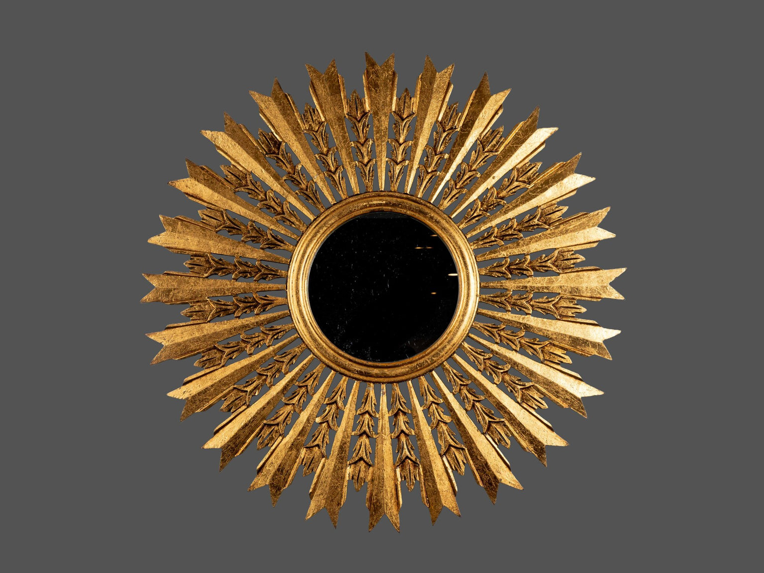 Wood Harvest Mirror, Antique Gold
