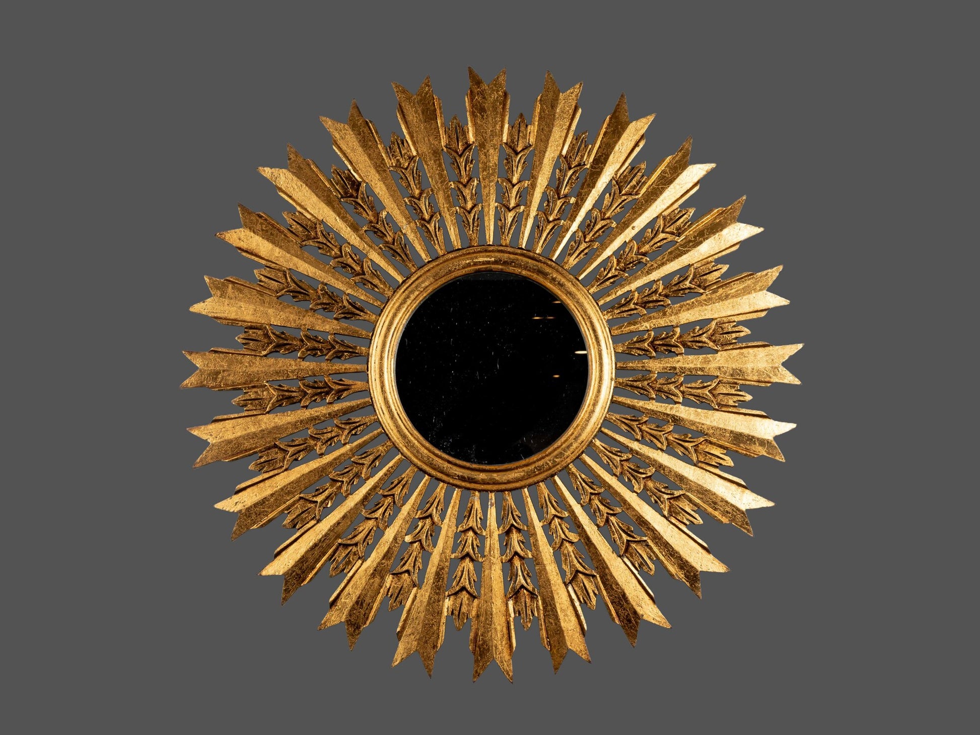 Wood Harvest Mirror, Antique Gold