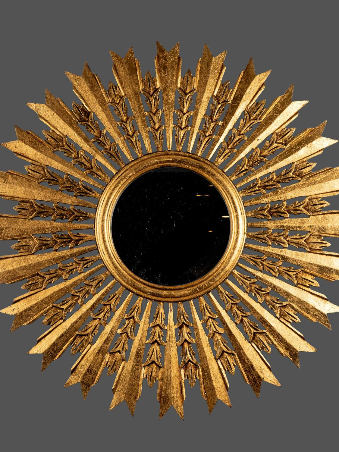 Wood Harvest Mirror, Antique Gold
