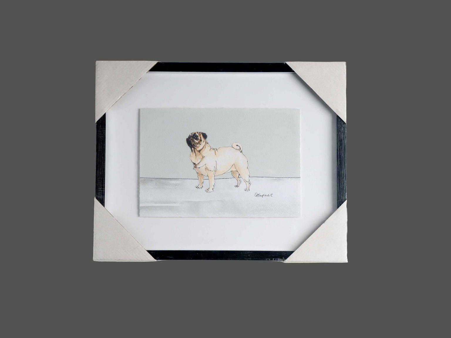 Framed Wall Art w/ Dog Image