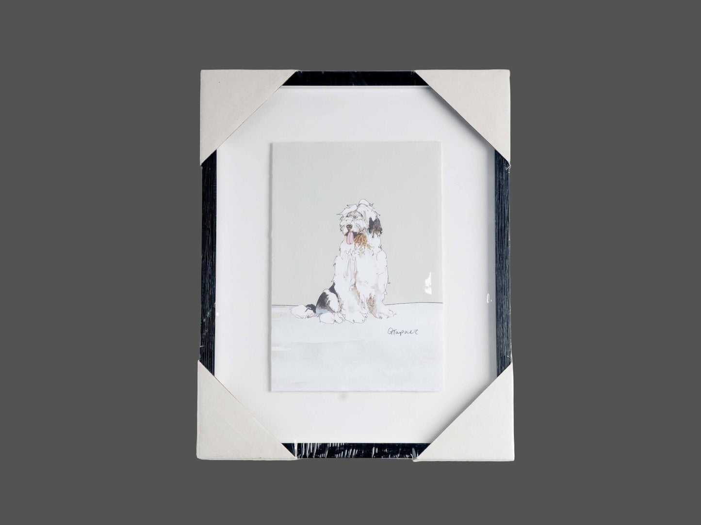 Framed Wall Art w/ Dog Image