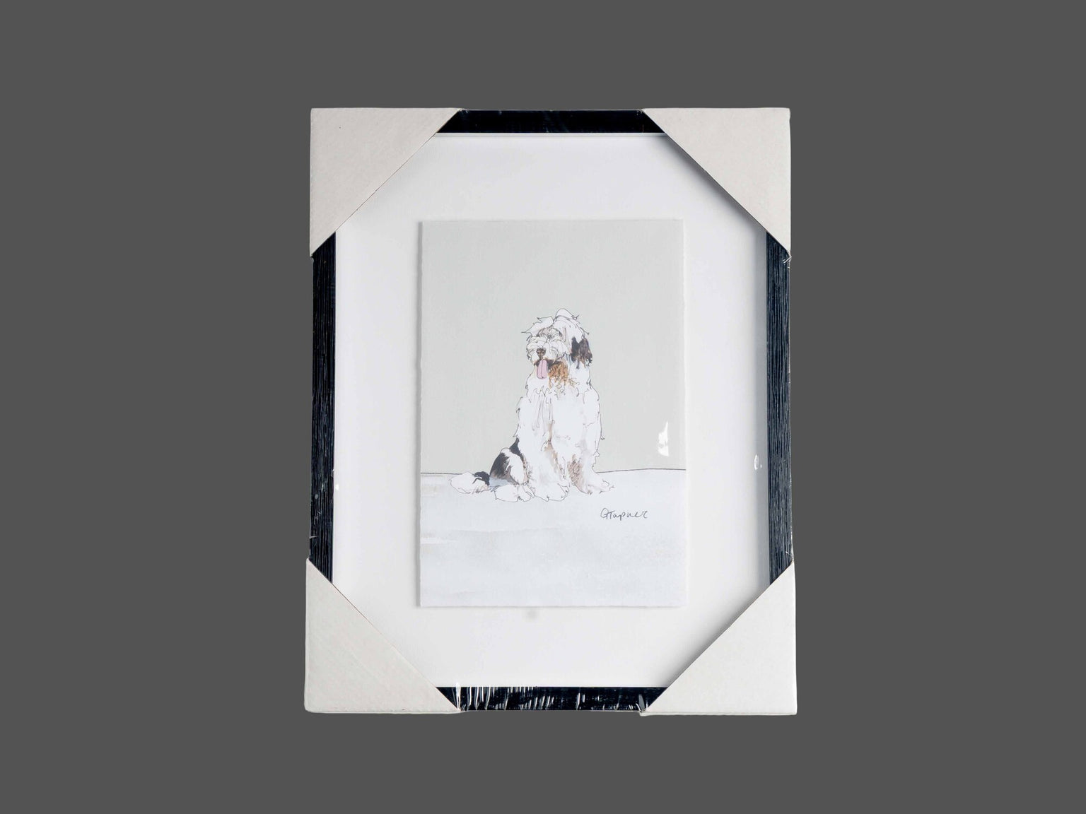 Framed Wall Art w/ Dog Image