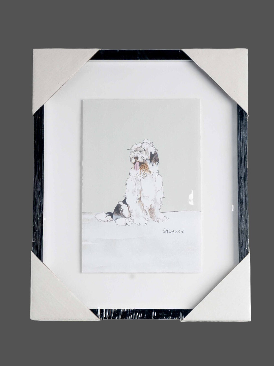 Framed Wall Art w/ Dog Image
