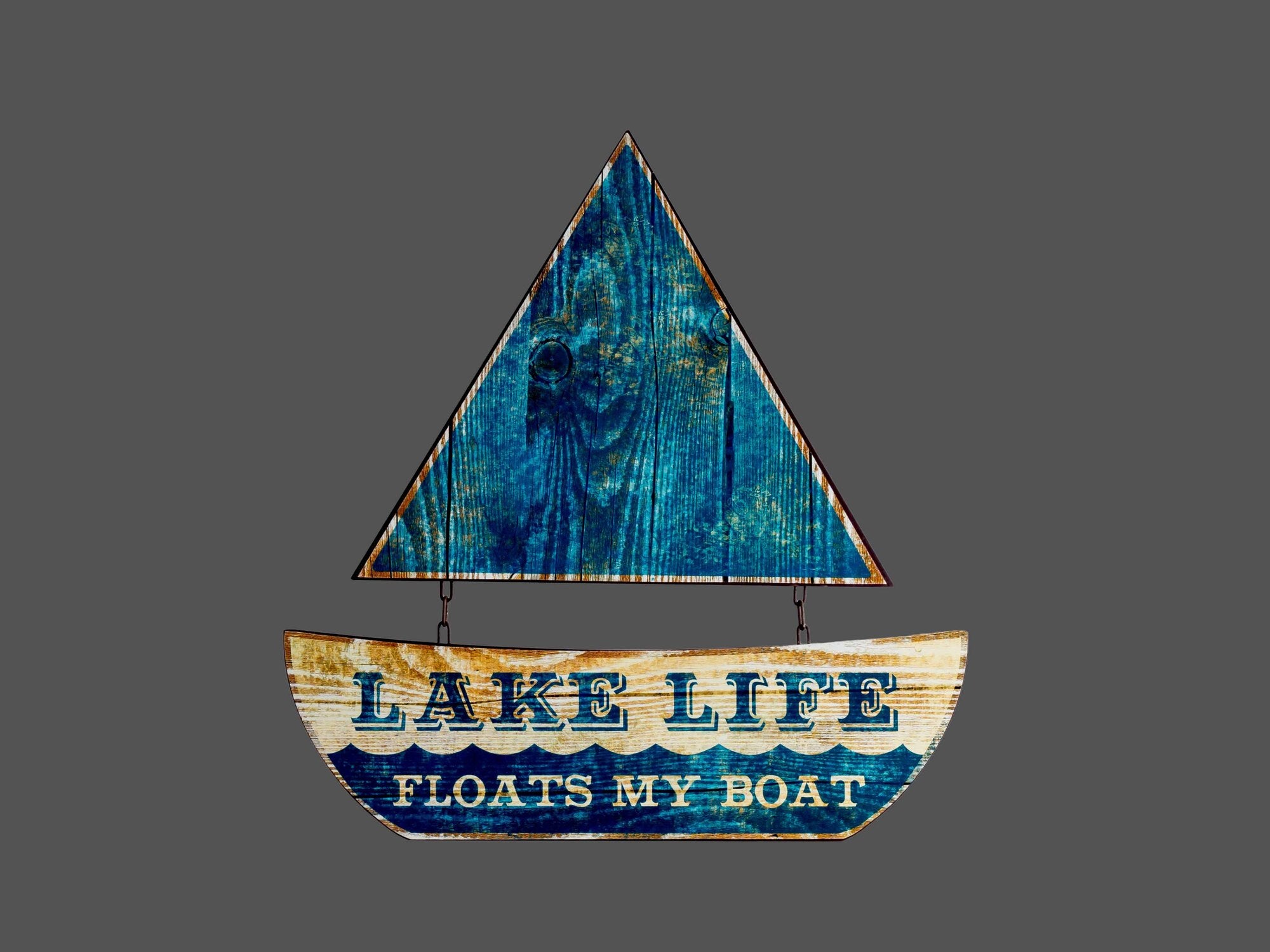 Metal "Lake Life" Sailboat Wall Plaque