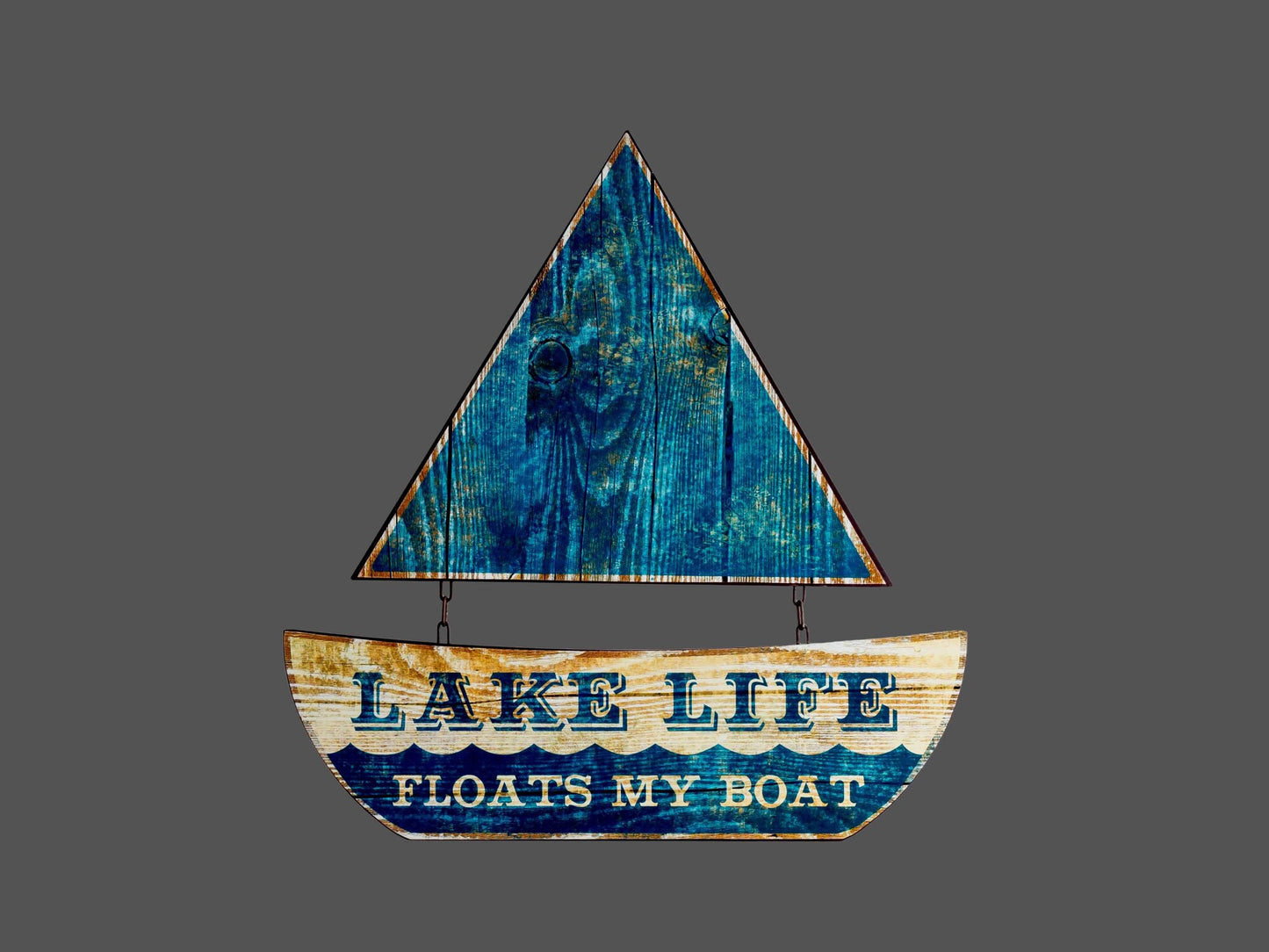 Metal "Lake Life" Sailboat Wall Plaque