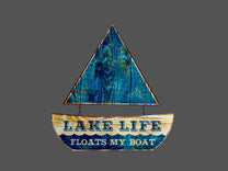 Metal "Lake Life" Sailboat Wall Plaque