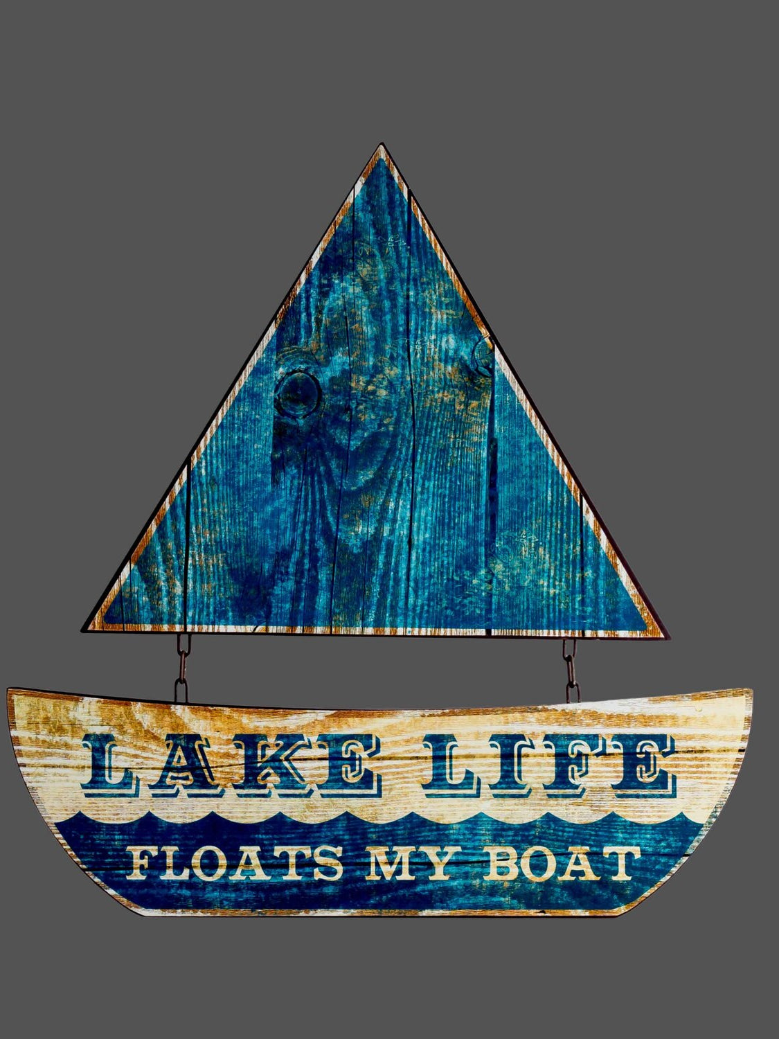 Metal "Lake Life" Sailboat Wall Plaque