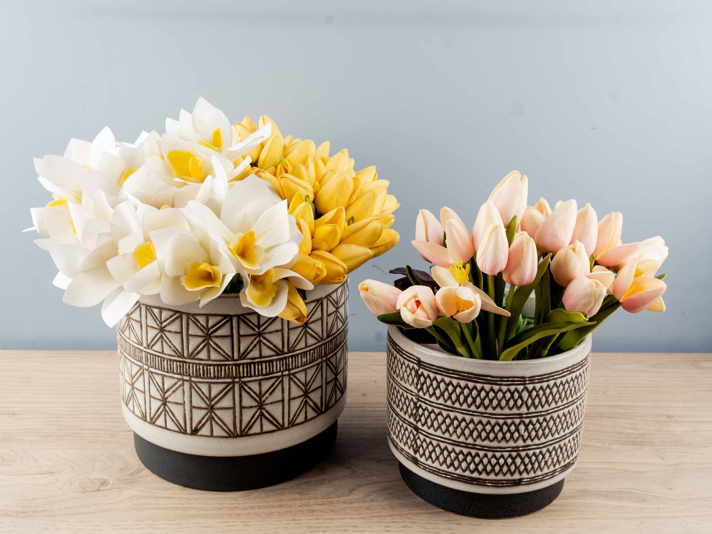Stoneware Planters, Set of 2