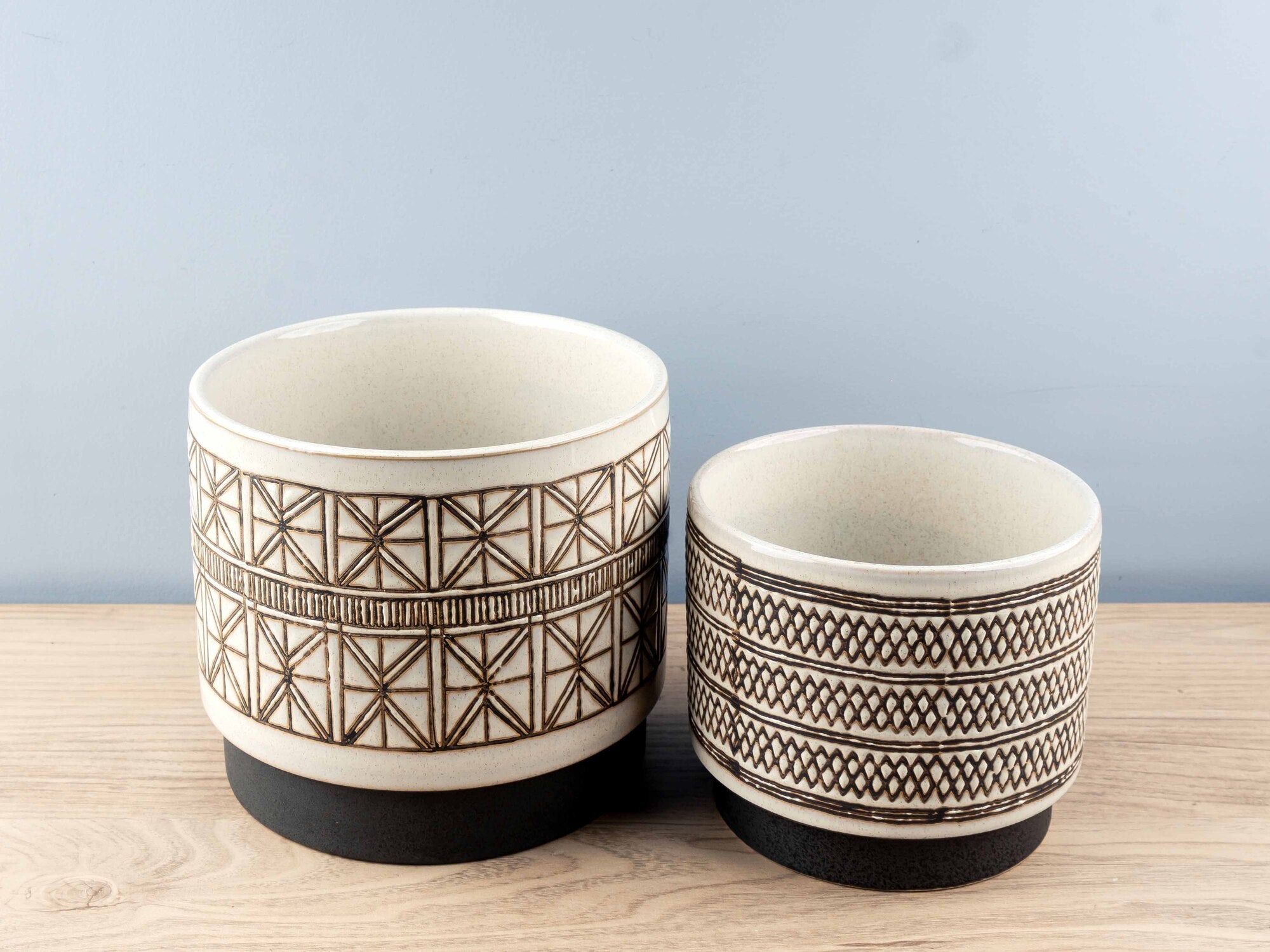Stoneware Planters, Set of 2