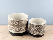 Stoneware Planters, Set of 2
