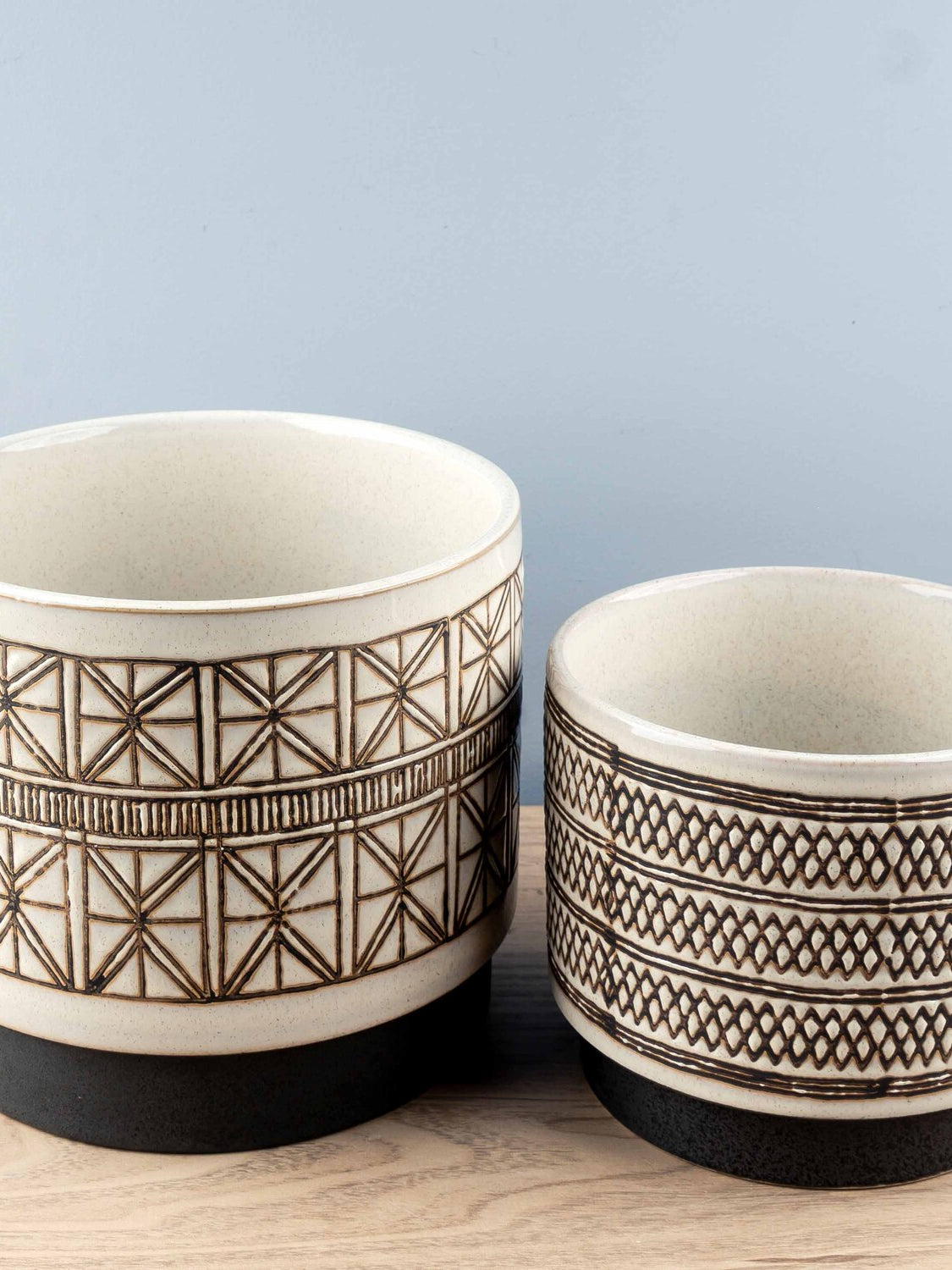 Stoneware Planters, Set of 2