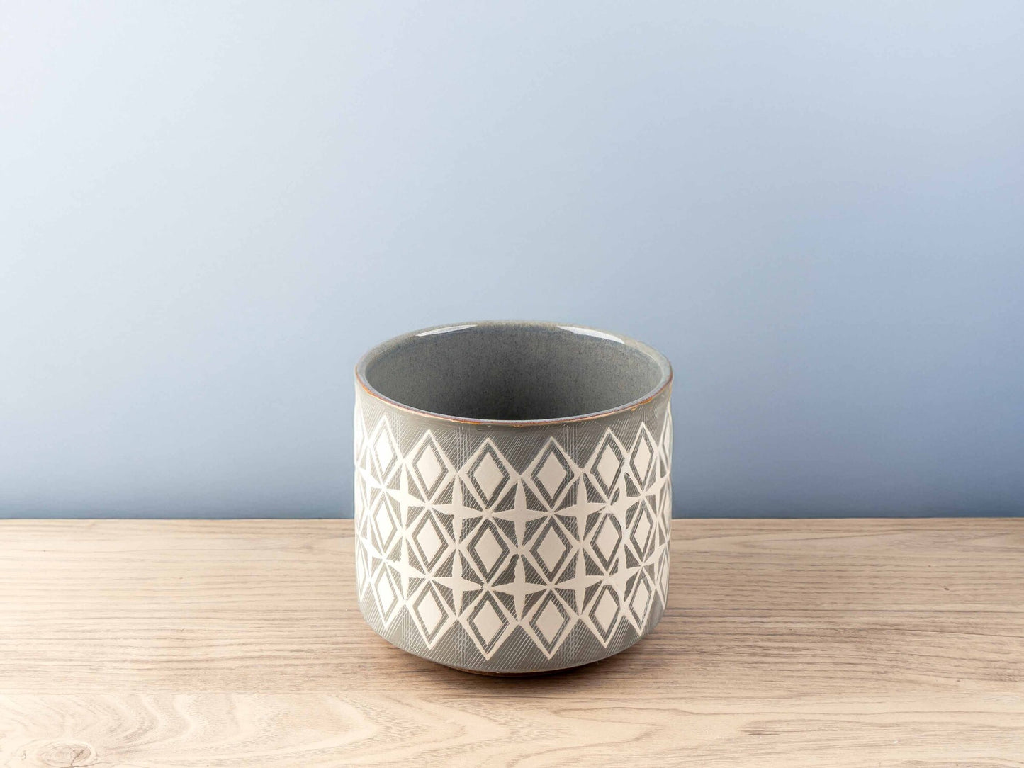 Stoneware Pot w/ Ethnic Pattern, Set of 3