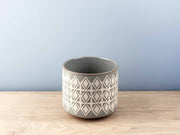 Stoneware Pot w/ Ethnic Pattern, Set of 3