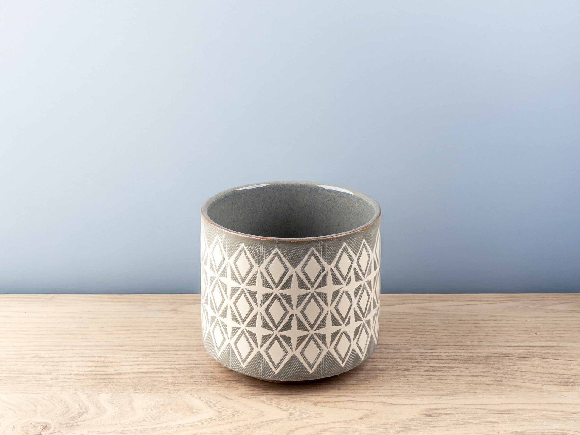 Stoneware Pot w/ Ethnic Pattern, Set of 3