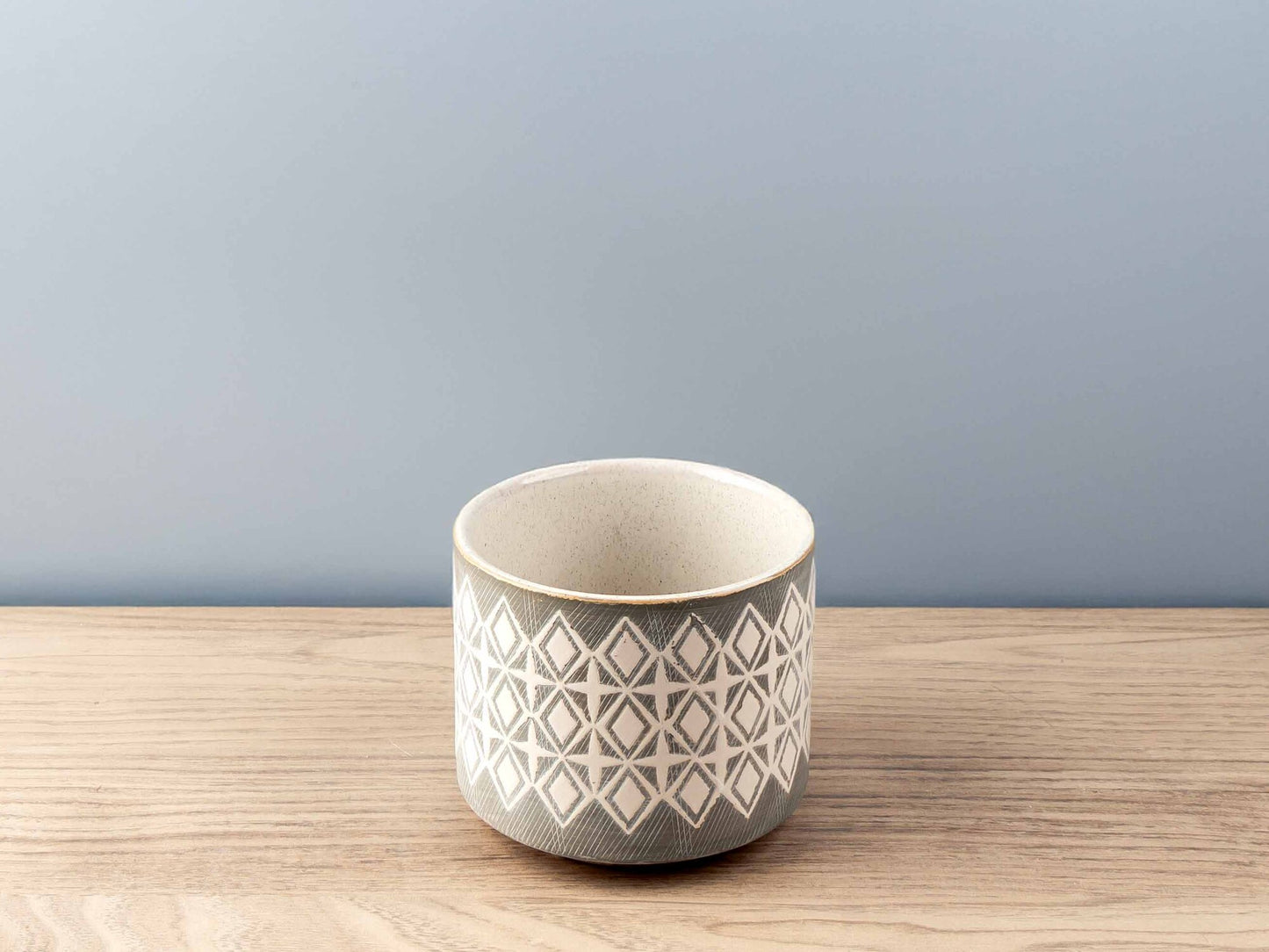 Stoneware Pot w/ Ethnic Pattern, Set of 3