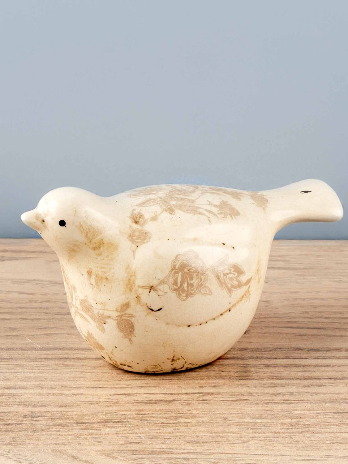 Ceramic Bird w/ Floral Decal, 3 Colors