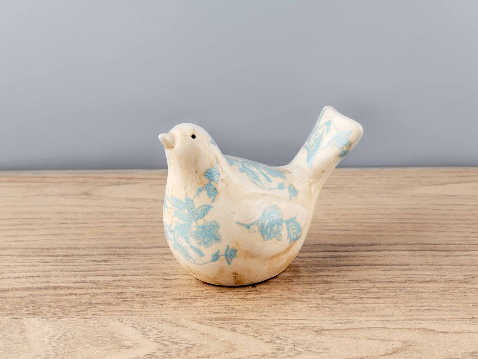 Ceramic Bird w/ Floral Decal, 3 Colors