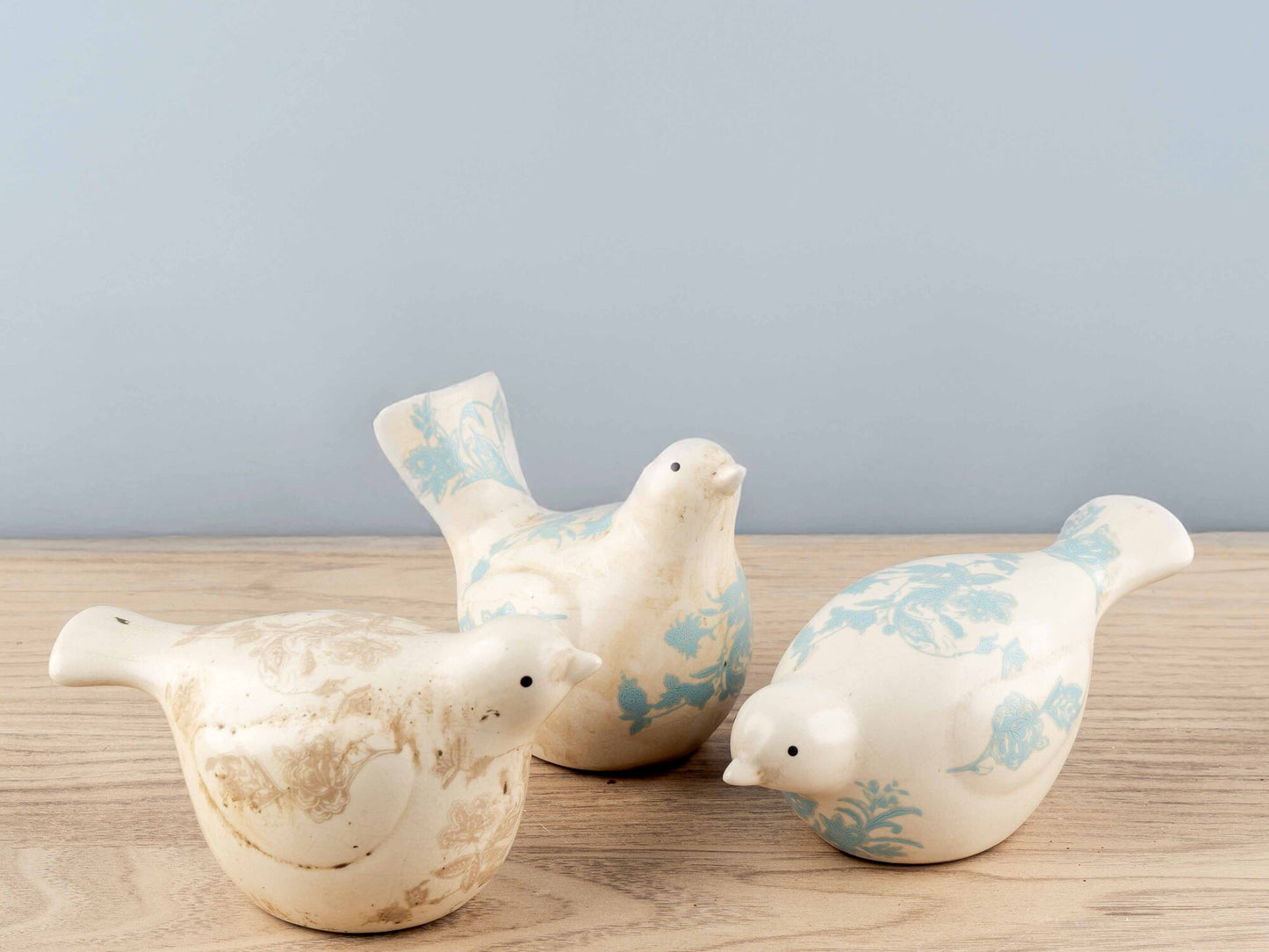 Ceramic Bird w/ Floral Decal, 3 Colors, Styles 1