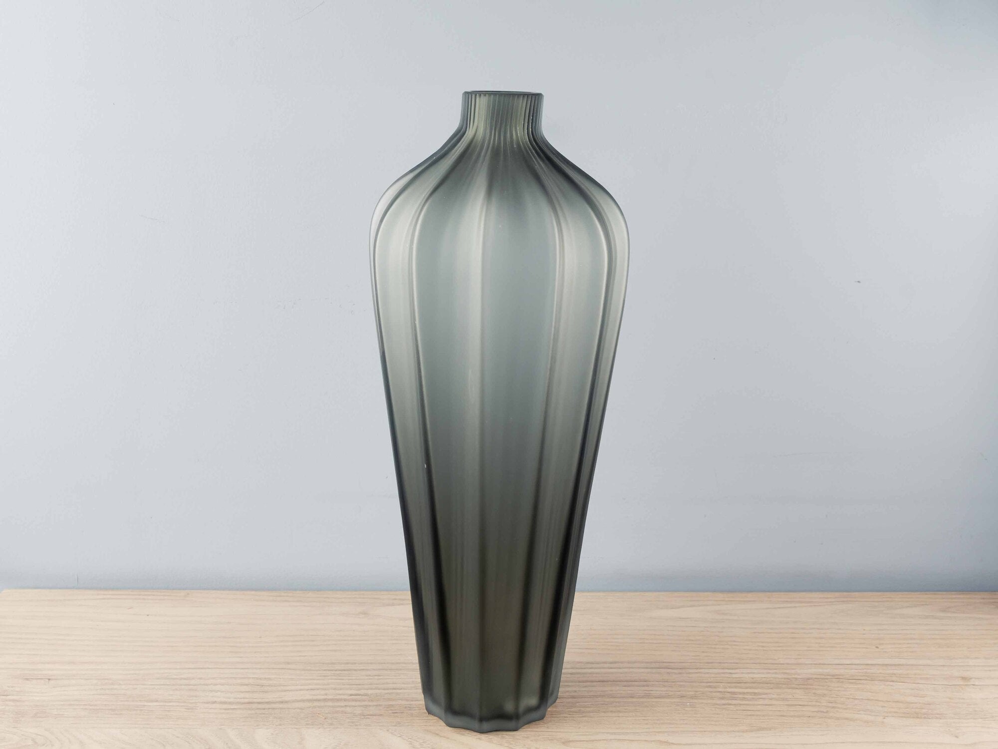 Carved Glass Vase, Grey, Large