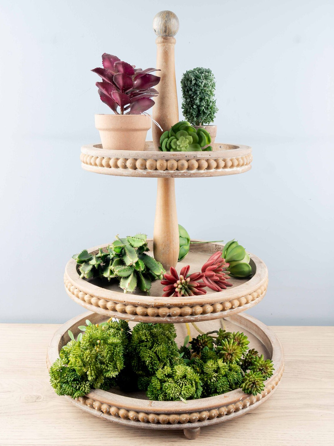 Decorative Wood 3-Tier Tray