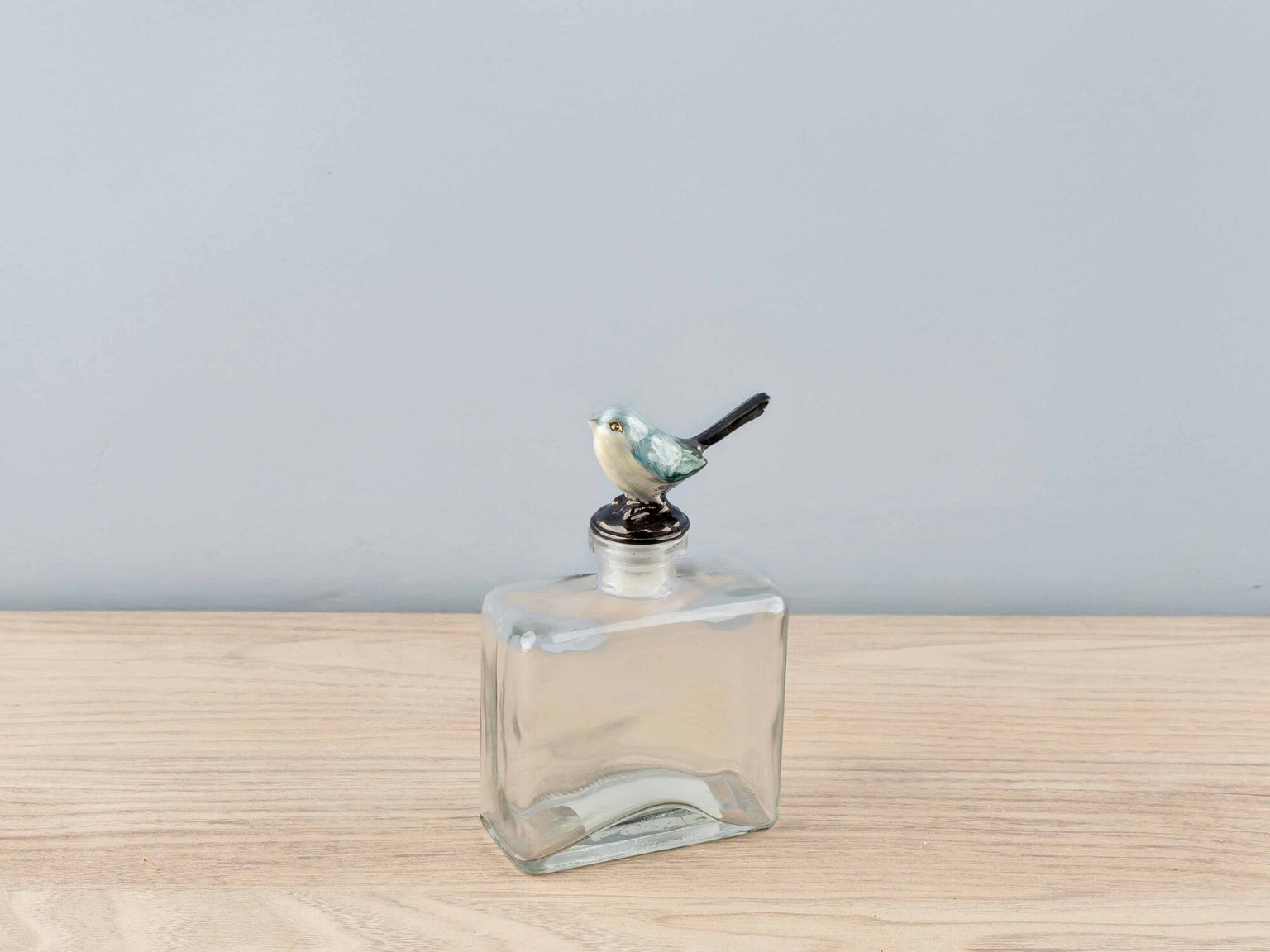 Glass Bottle w/ Pewter Bird Stopper, 4 Styles