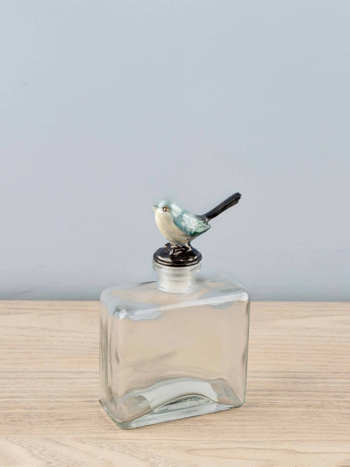 Glass Bottle w/ Pewter Bird Stopper, 4 Styles