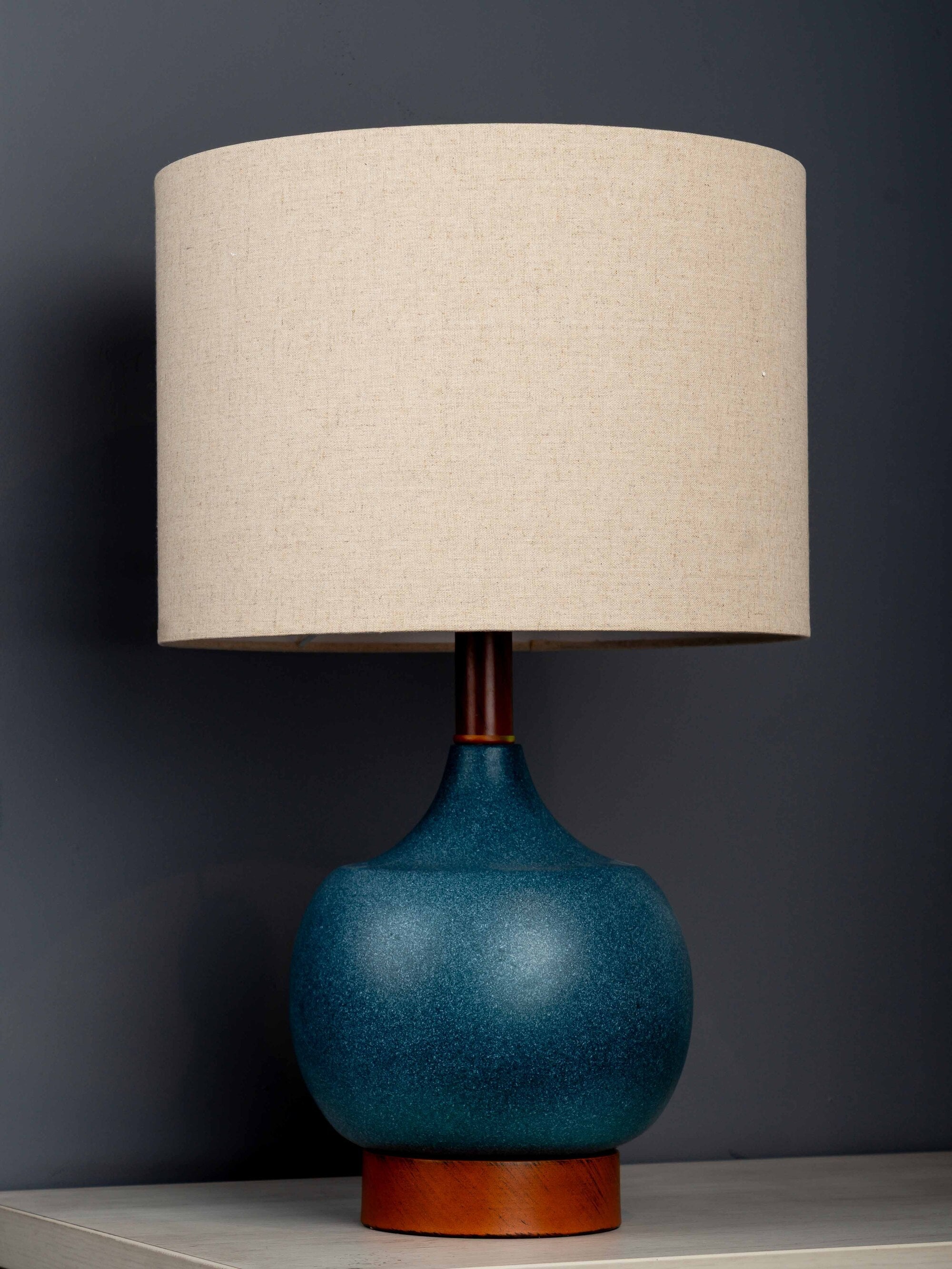 Mulder Table Lamp w/ Linen Shade, Blue