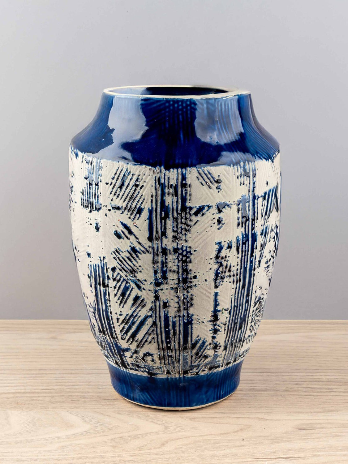 Terra-cotta Handmade Vase, Blue, Large