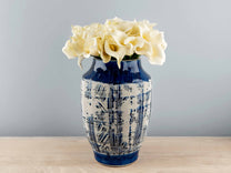 Terracotta Handmade Vase, Blue, Large