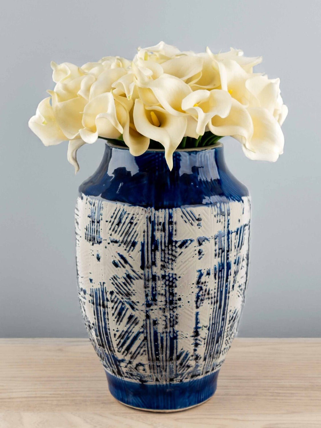 Terra-cotta Handmade Vase, Blue, Large