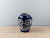 Terracotta Handmade Vase, Blue, Small