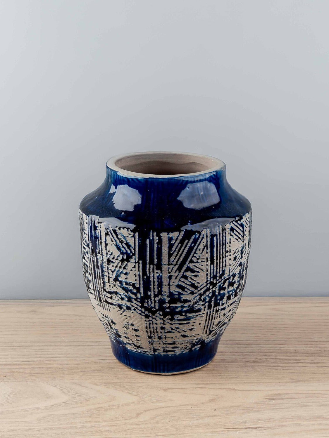 Terra-cotta Handmade Vase, Blue, Small