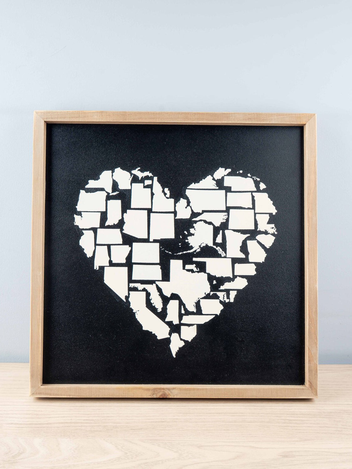 MDF Wall Art w/ US States in Heart Shape