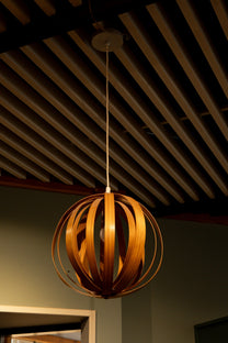 Pine Slat Lantern Pendent Lamp, Small