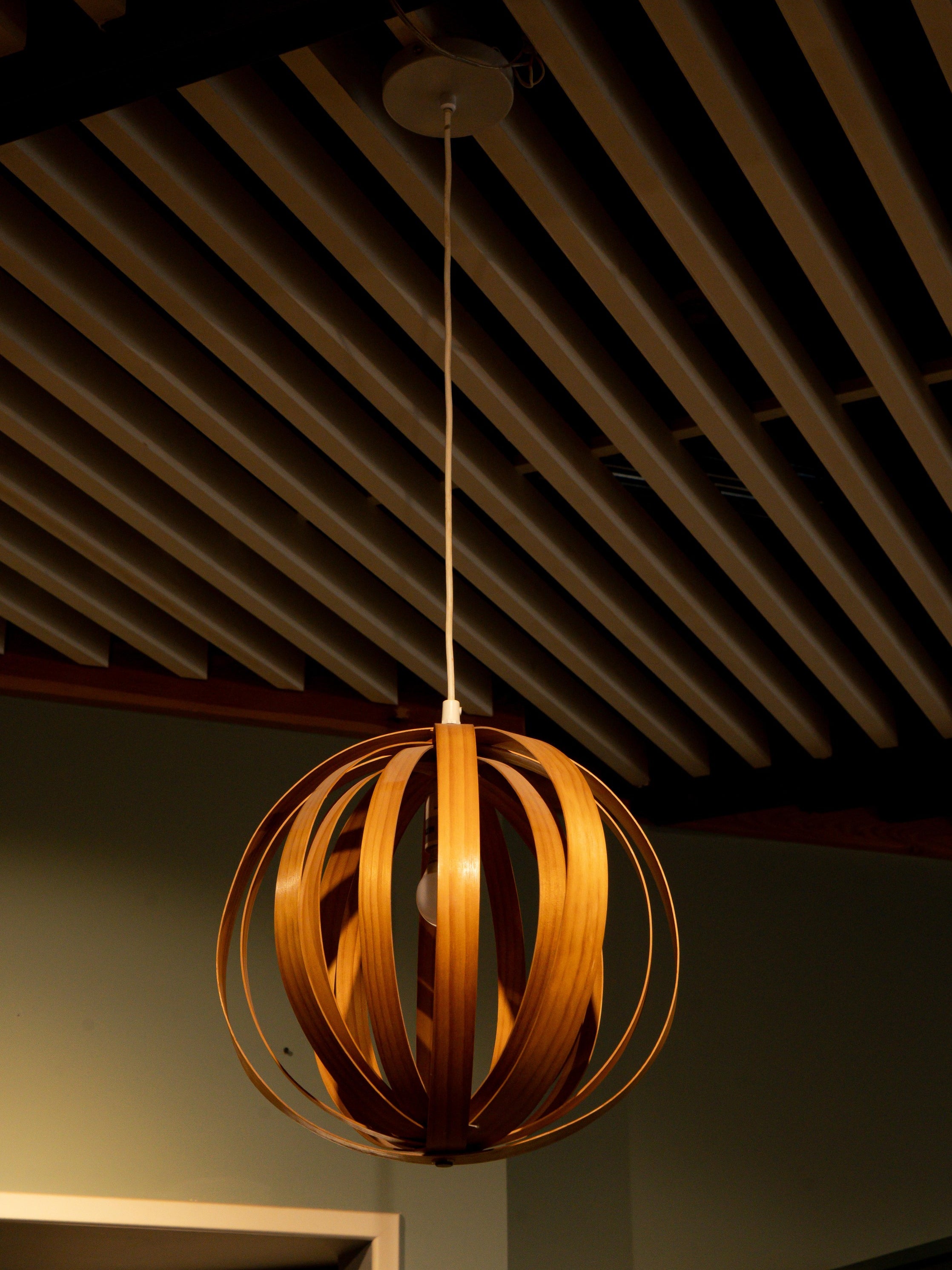 Pine Slat Lantern Pendent Lamp, Small