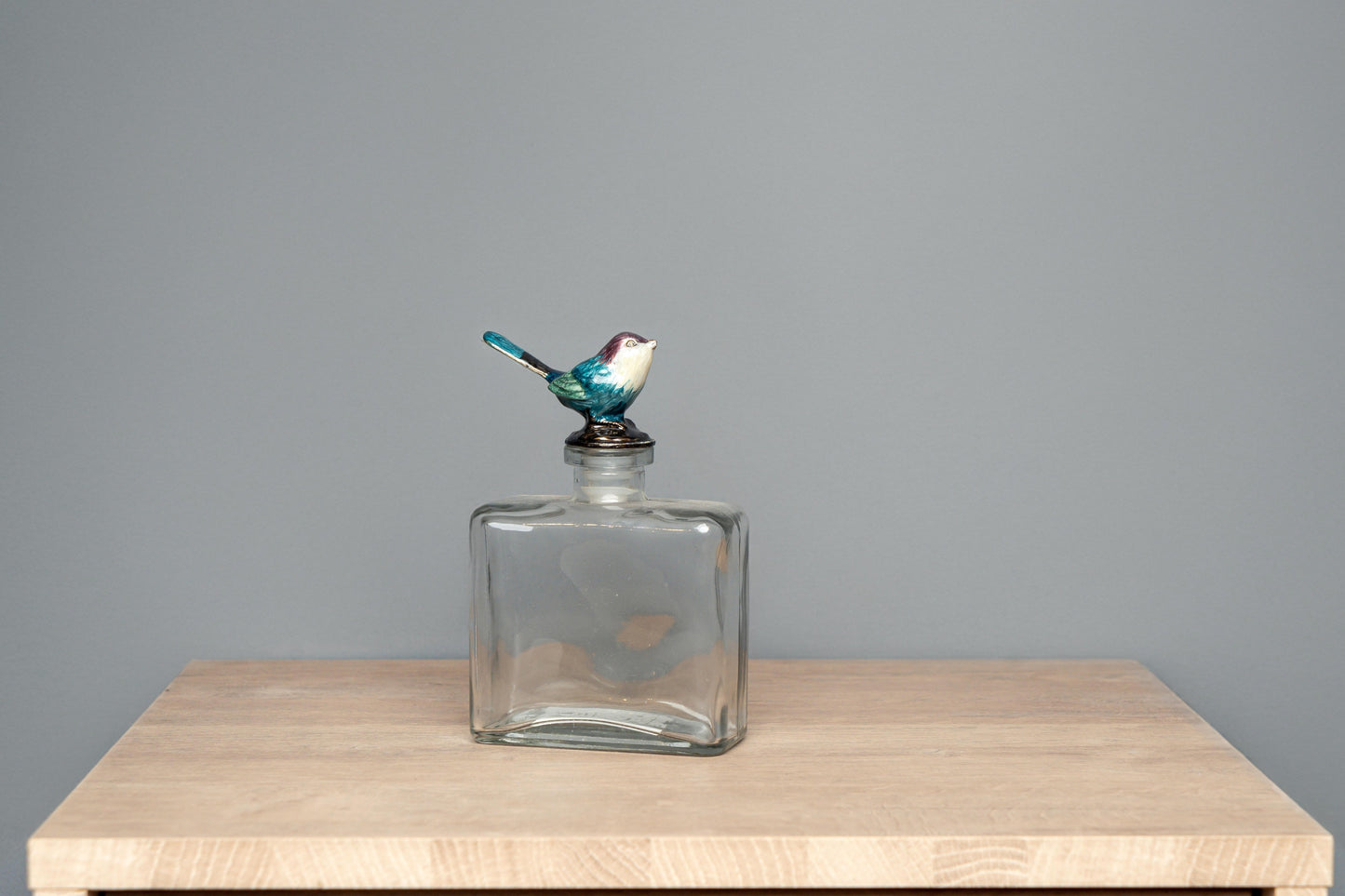 Glass Bottle W/ Pewter Bird Stopper